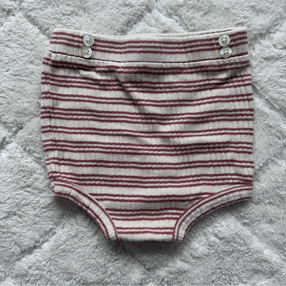 Kate Quinn | Cream with Burnt Orange Stripes Button Bloomers | Size 12-18 Months